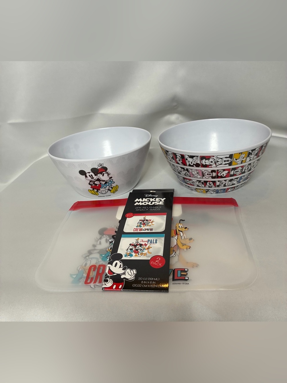 Disney Mickey Mouse White, Red & Black Party Bowl and Snack Bag Set